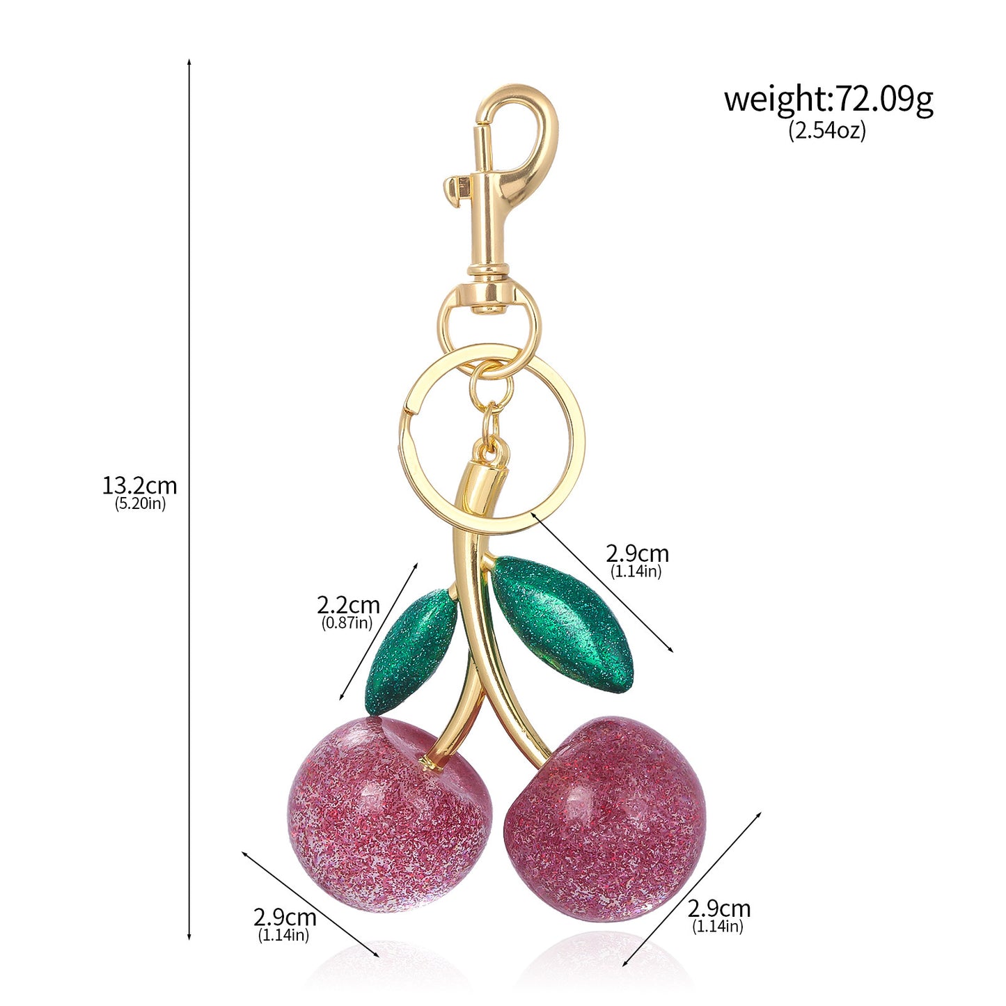A Pair Of Red Cherry Crystal Glitter Keychain - The Eggy's store
