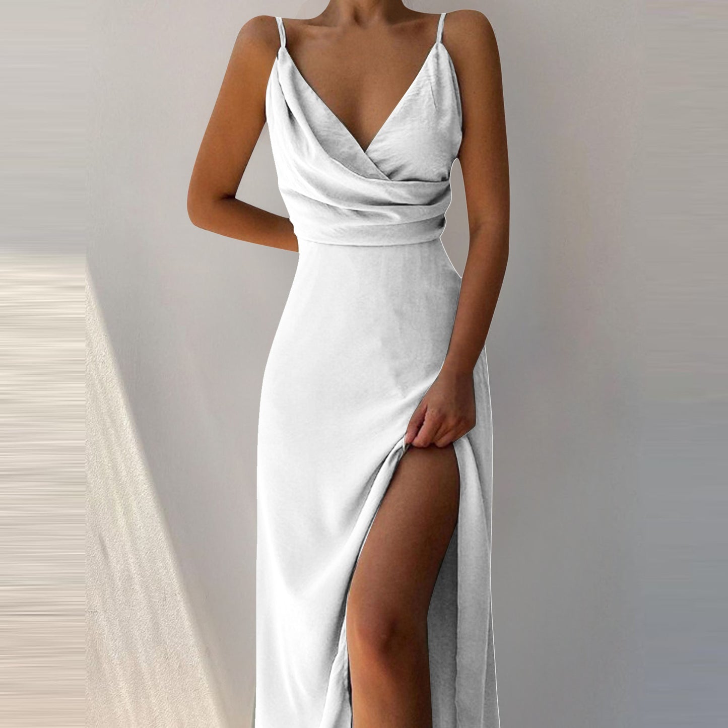 V-neck Slit Sling Dress - Summer Fashion Sexy Slim Suspender Dresses for Women - The Eggy's store