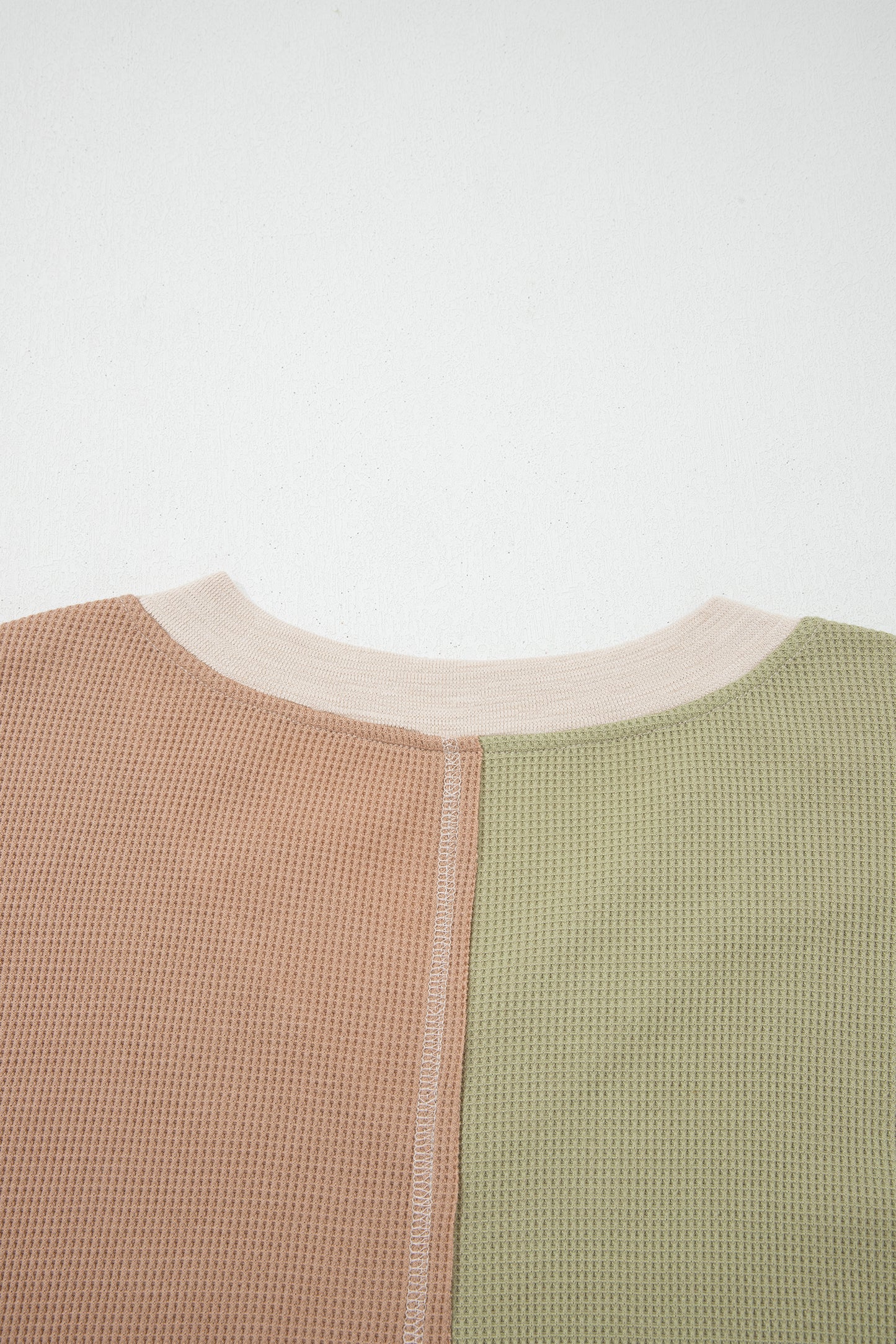 Color Block Patchwork V-Neck Top - Plus Size