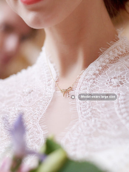 Bow Pendant Necklace with Clavicle Chain