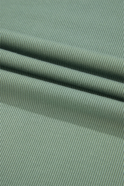 Mint Green Ribbed Colorblock Patchwork Raglan Long Sleeve Women's Top - The Eggy's store