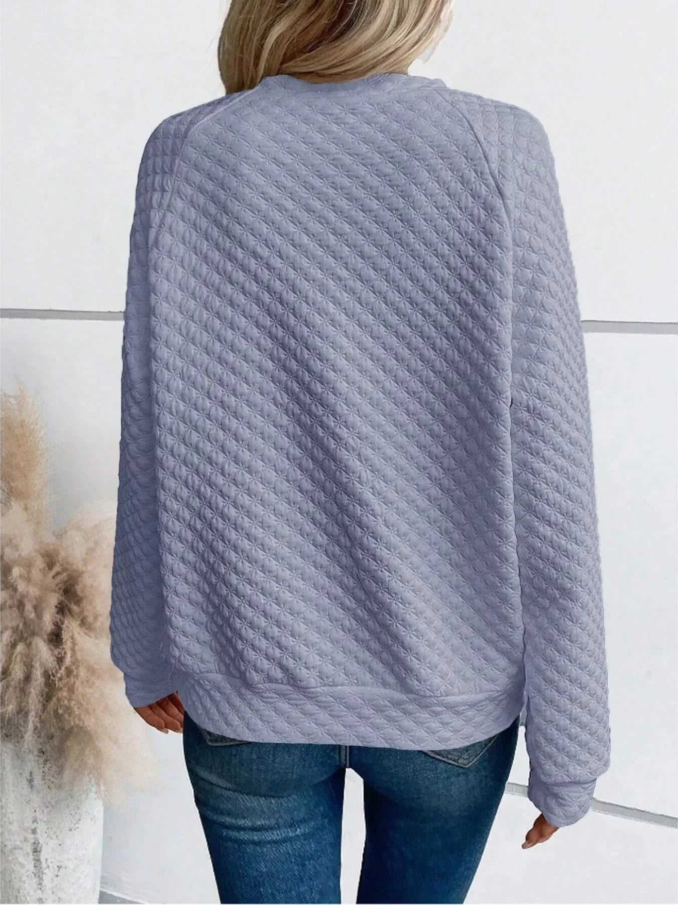 Notched Raglan Sleeve Sweatshirt