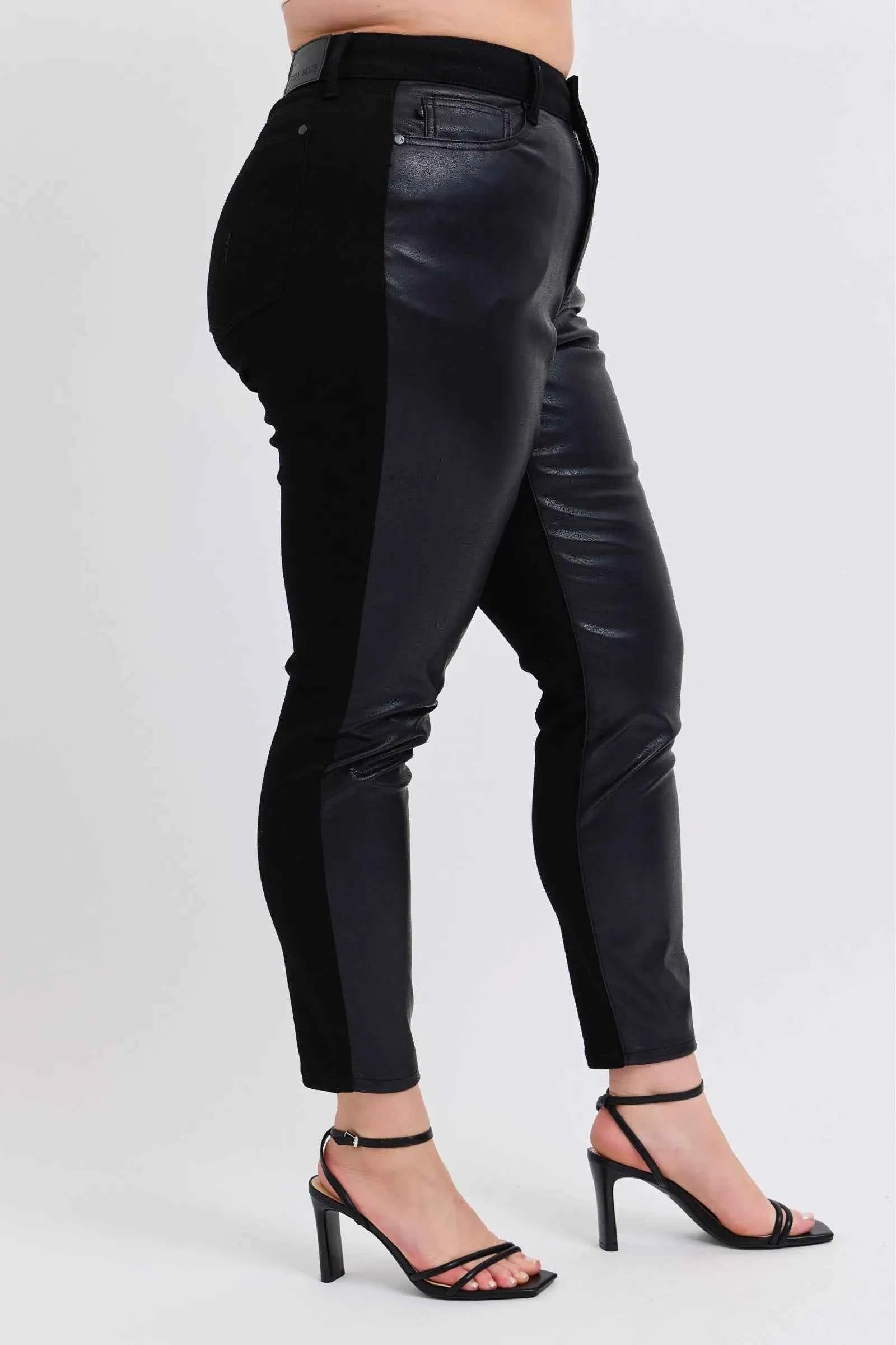 Judy Blue Plus Size HW Faux Leather Skinny Pants