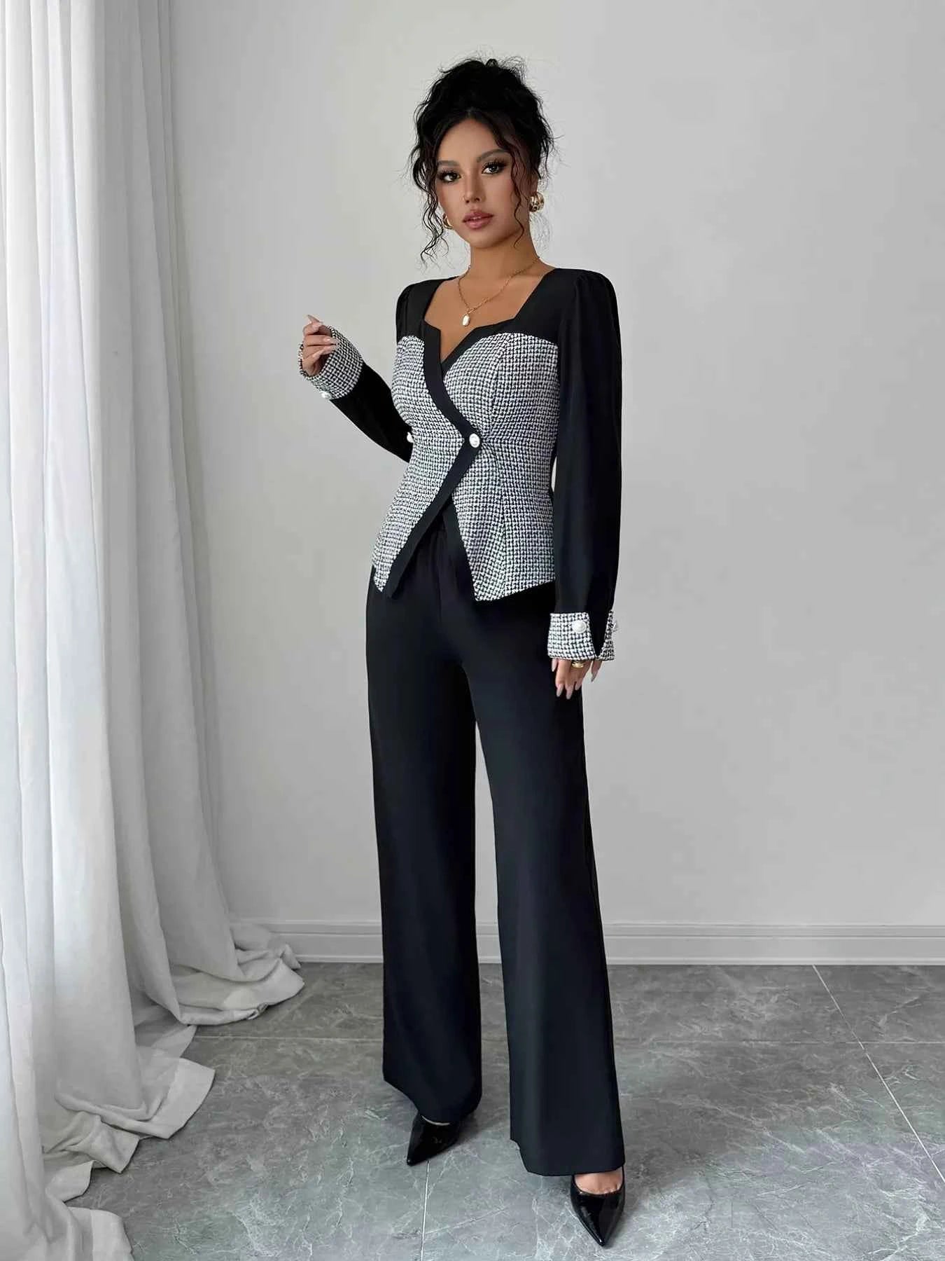 Long Sleeve Top and Wide Leg Pants Set
