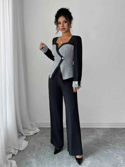 Long Sleeve Top and Wide Leg Pants Set