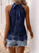 Lace Grecian Neck Tie Back Top