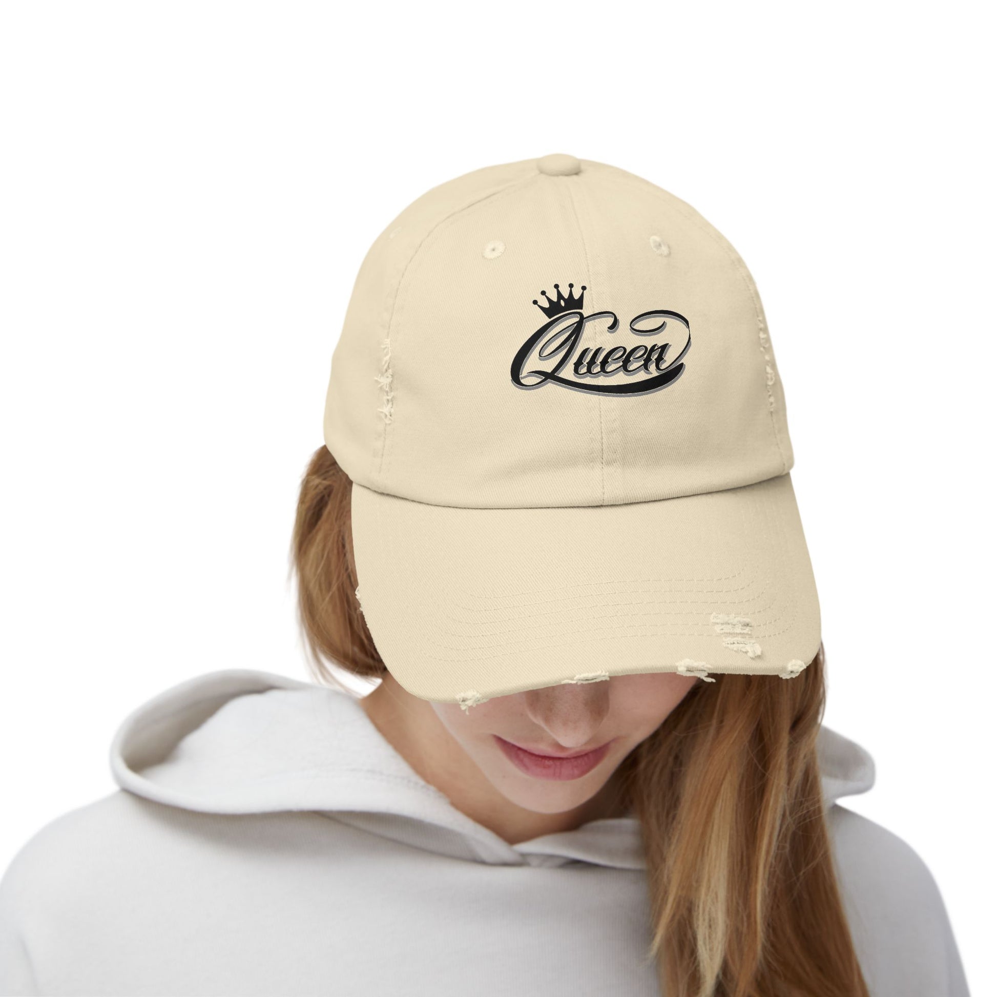 Distressed Queen Cap - Vintage Style Unisex Baseball Hat, Hip Hop Headgear & Streetwear Fashion Accessory - The Eggy's store