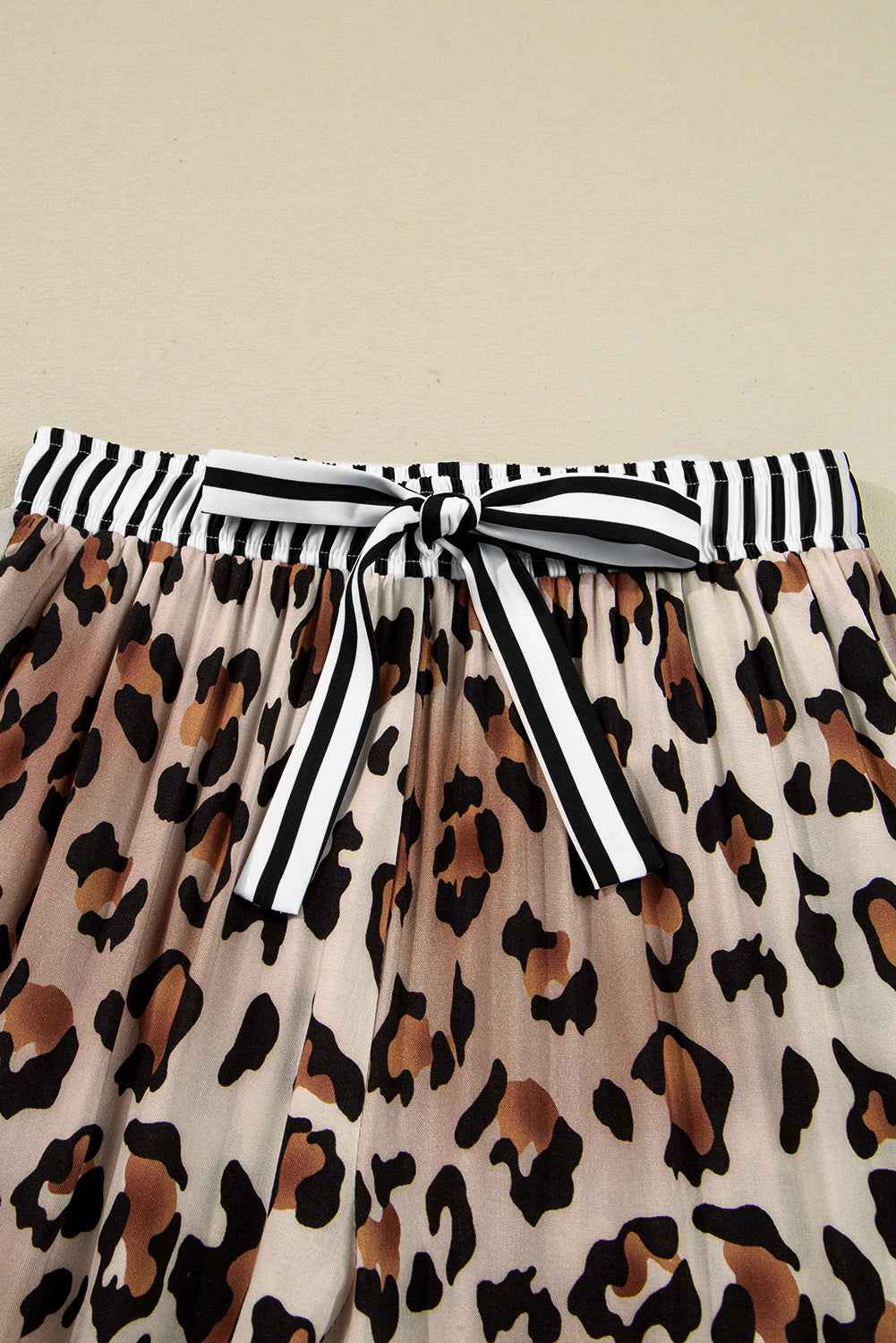 Leopard Colorblock Stripe Edge Shirt and Pants Pajama Set