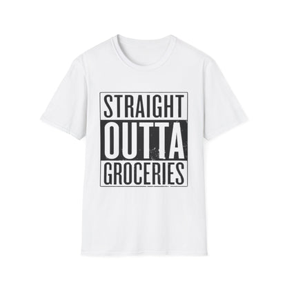 Straight Outta Groceries Unisex Softstyle Women's T-Shirt, Funny Tee, Casual Wear, Gift for Foodies, Humor Clothing