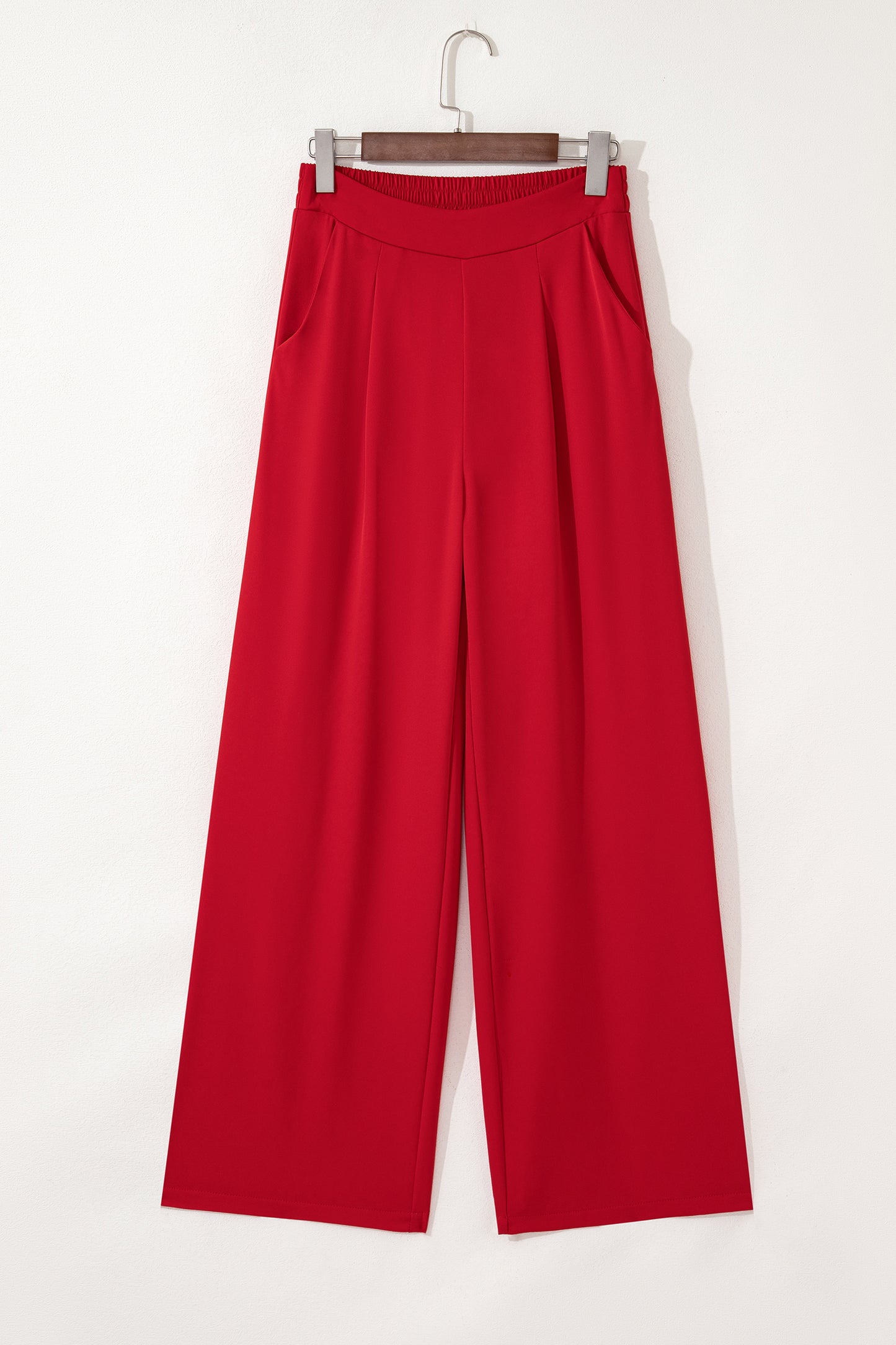 Pleated Pull-On High Waist Straight Leg Pants