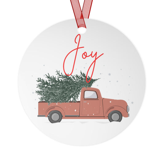 Joy Metal Christmas Ornaments - Festive Holiday Decor