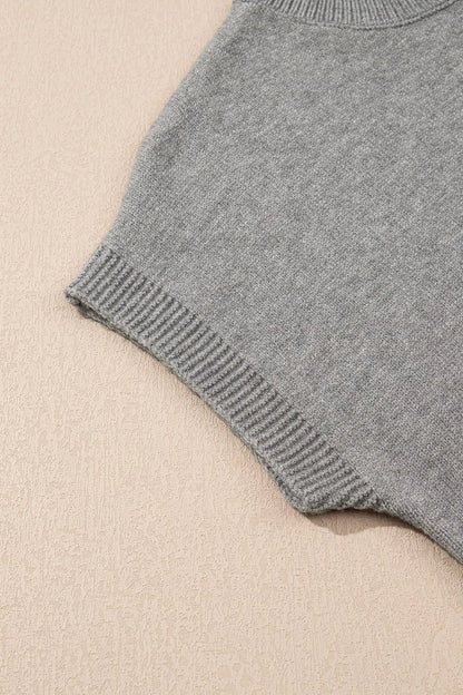 Flower Pattern Ribbed Trim Short Sleeve Boxy Sweater