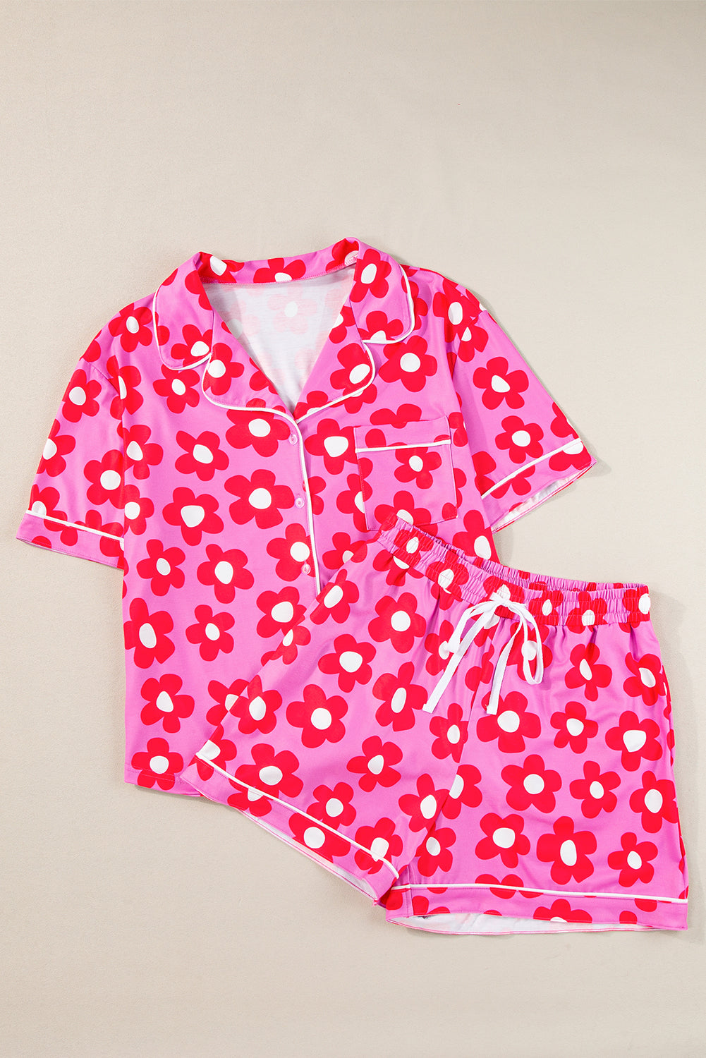 Floral Print Short Sleeve Pajama Set