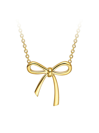 Bow Pendant Necklace with Clavicle Chain