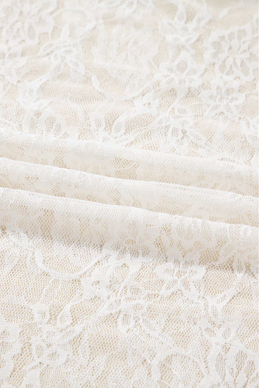 Sheer Lace Mesh Mock Neck Long Sleeve Top