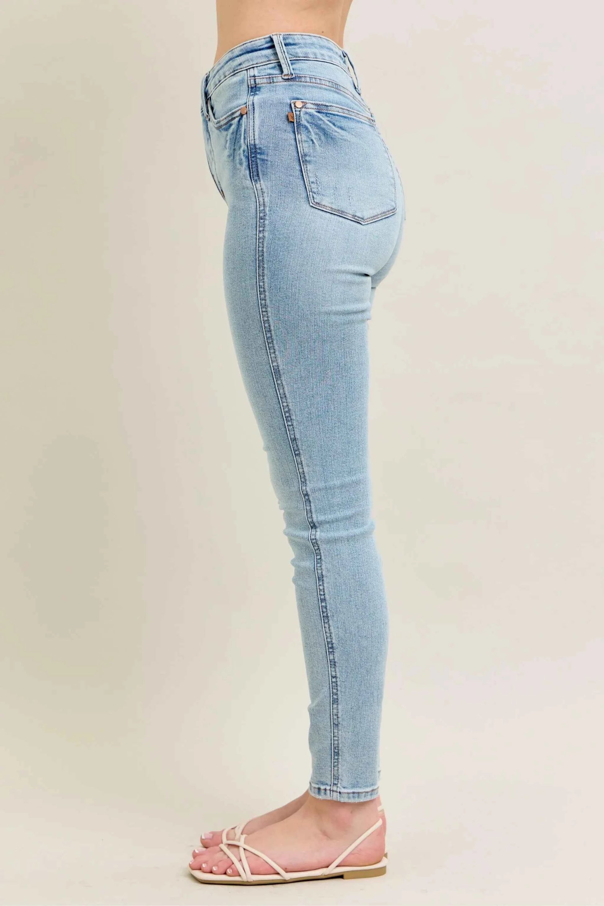 Judy Blue Full Size Mr Tummy Control Vintage Wash Skinny Jeans Plus Size
