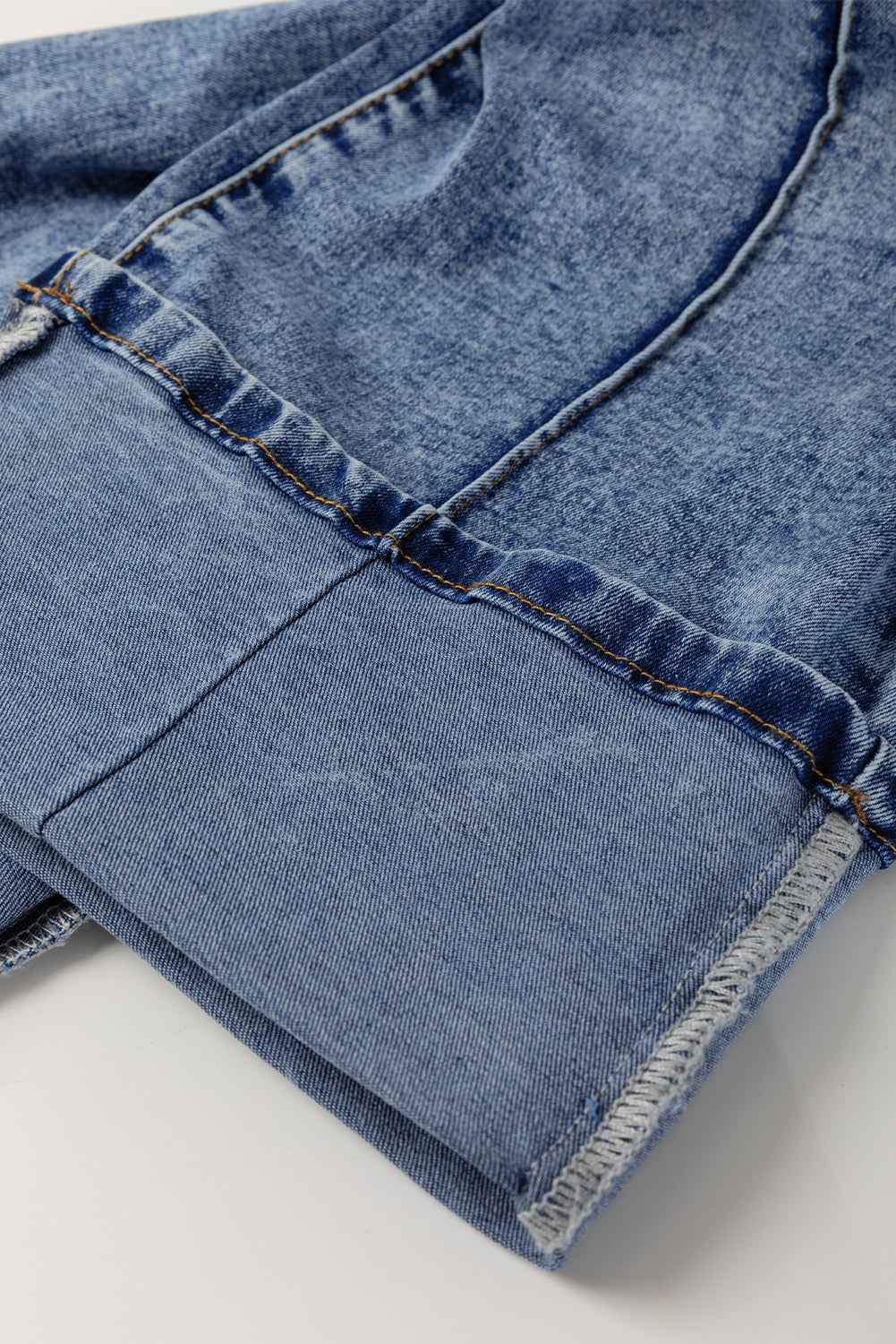Solid Center-Seam High Waist Straight Jeans