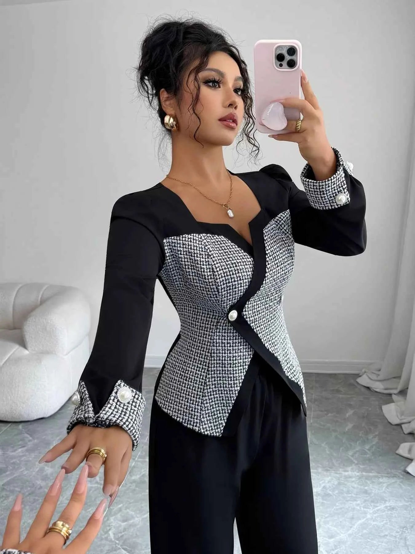 Long Sleeve Top and Wide Leg Pants Set