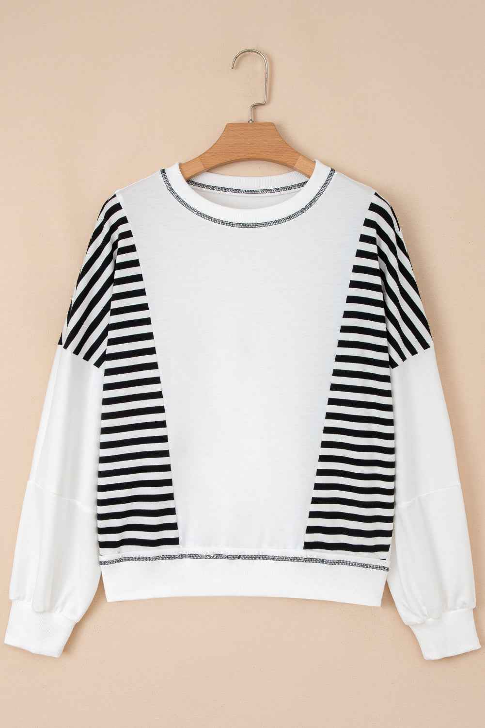 Stripe Colorblock Patchwork Contrast Stitch Sweatshirt