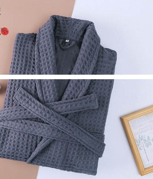 Unisex Thick Long Robe – 100% Cotton Double Waffle