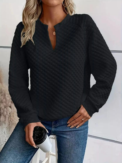 Notched Raglan Sleeve Sweatshirt