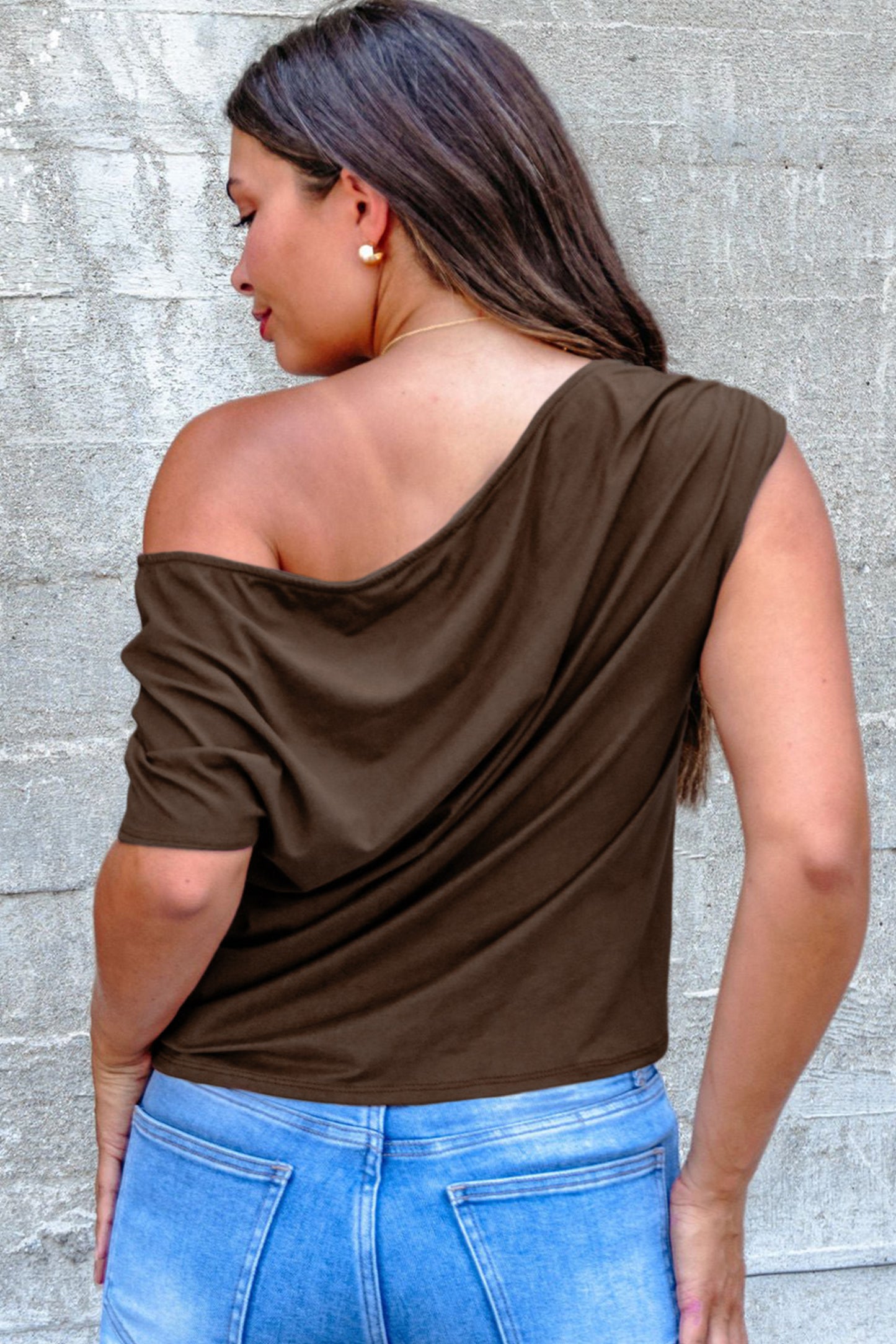 Gossamer Pink Plus Size Blouse – Asymmetric Neckline & Short Sleeves