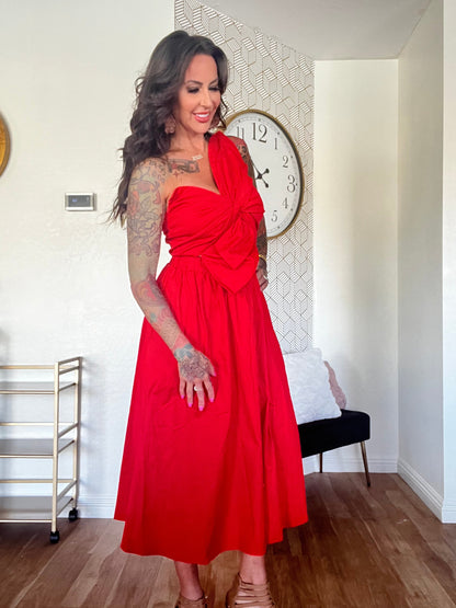Red Knotted Bow Dress