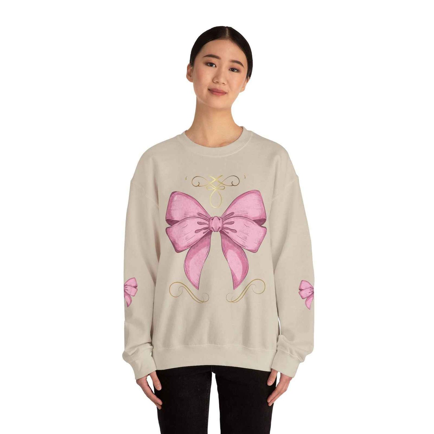 Cute Pink Bow Adult Sweatshirt Crewneck Women's Top
