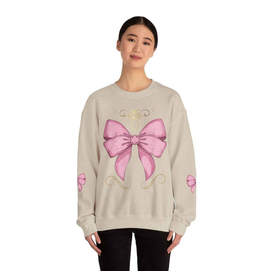 Cute Pink Bow Adult Sweatshirt Crewneck Women's Top