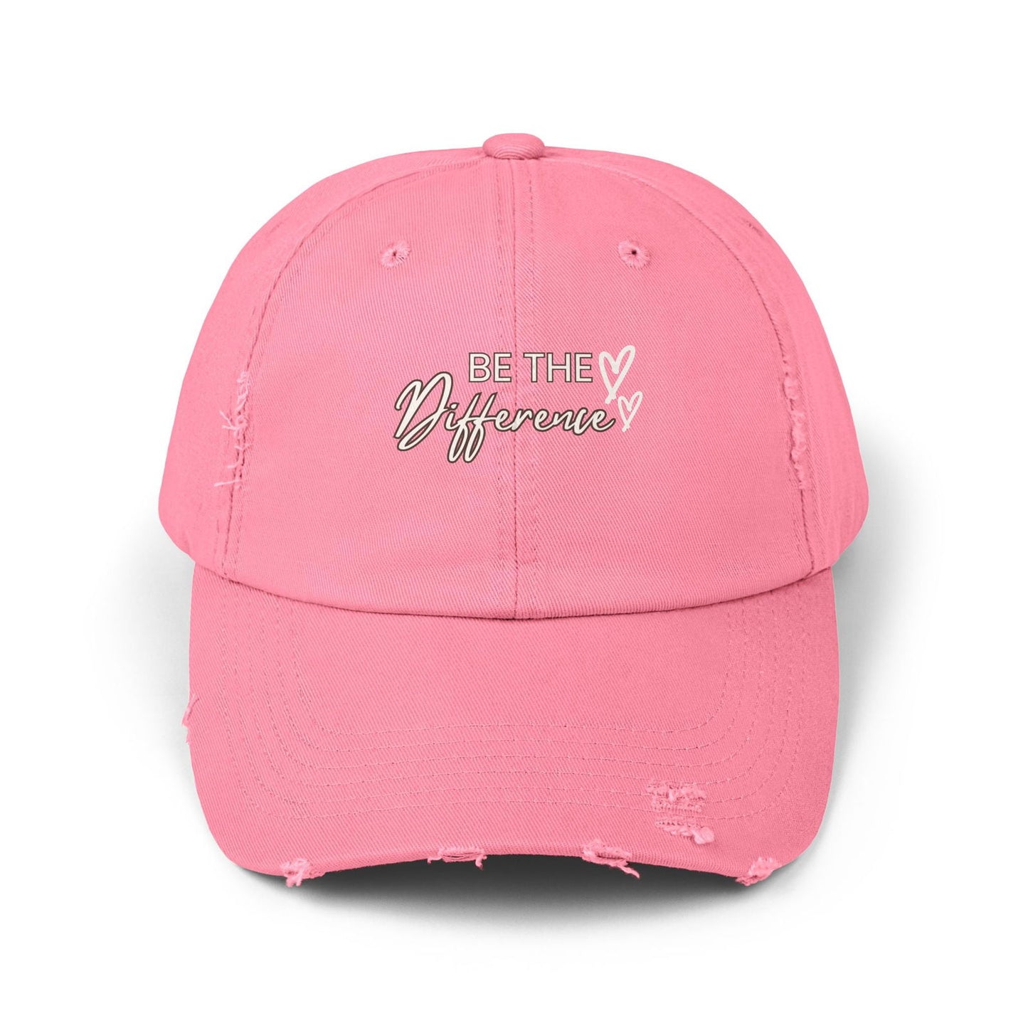 Distressed Cap, Be the Difference Quote Hat, Inspirational Baseball Cap, Motivational Snapback, Gender Neutral Headwear - The Eggy's store