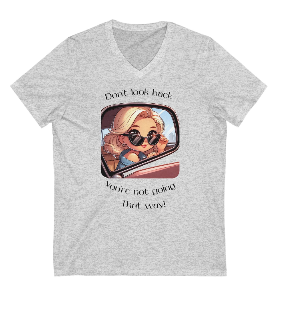 Don't Look Back: Short Sleeve V-Neck Tee - The Eggy's store