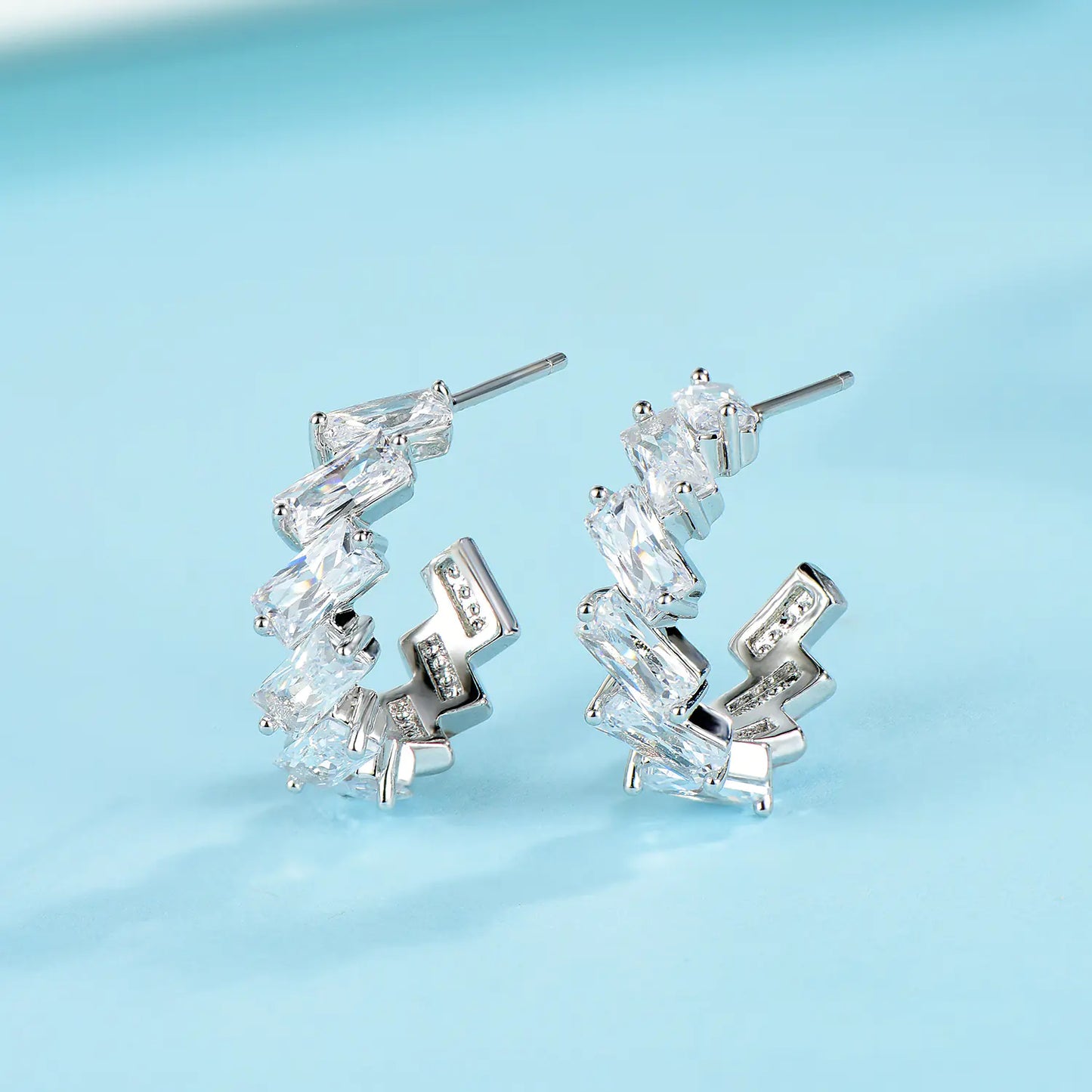Trendy 925 Silver Minimalist Wave Earrings and Studs