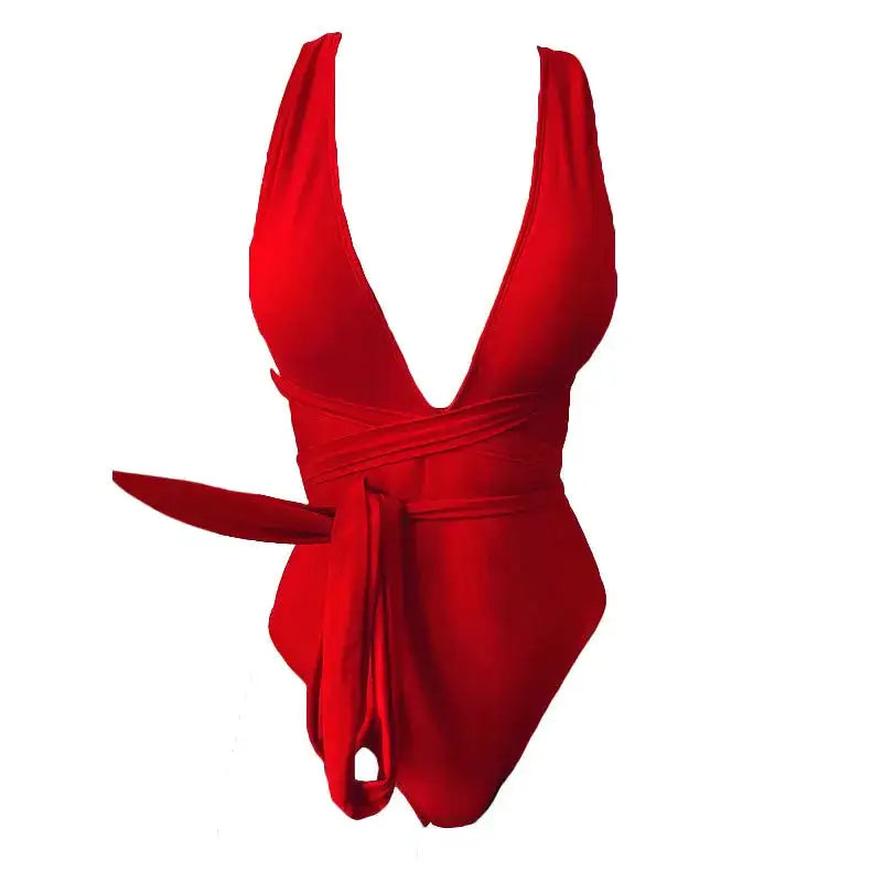 Deep V-Neck One-Piece Swimsuit