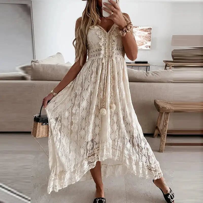 Off Shoulder Lace Maxi Dress