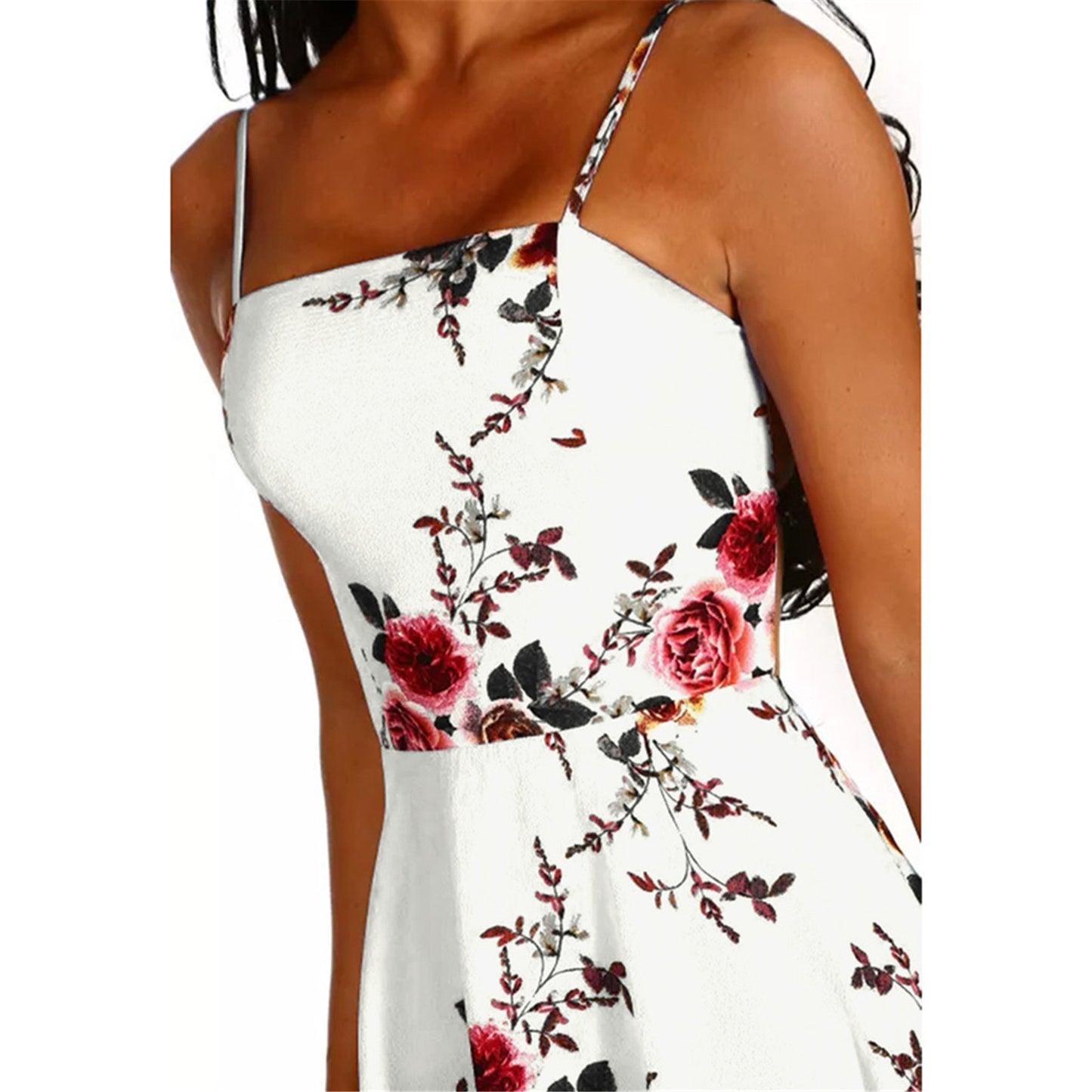 Floral Print Backless A-Line Midi Dress