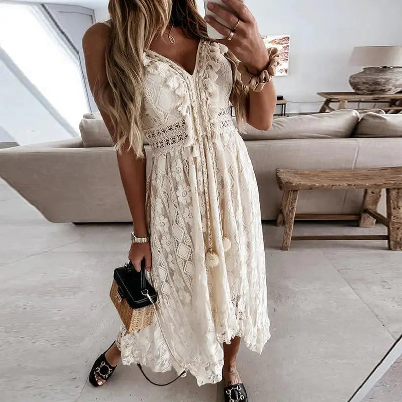 Off Shoulder Lace Maxi Dress