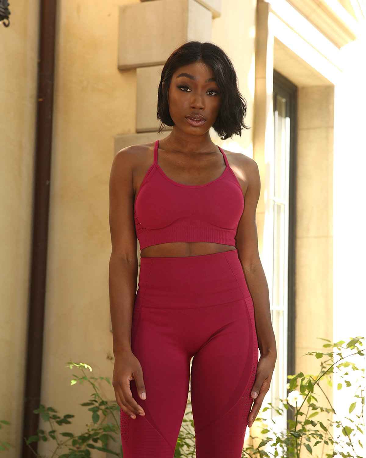 Ketana Seamless Legging With Cutouts - Burgundy