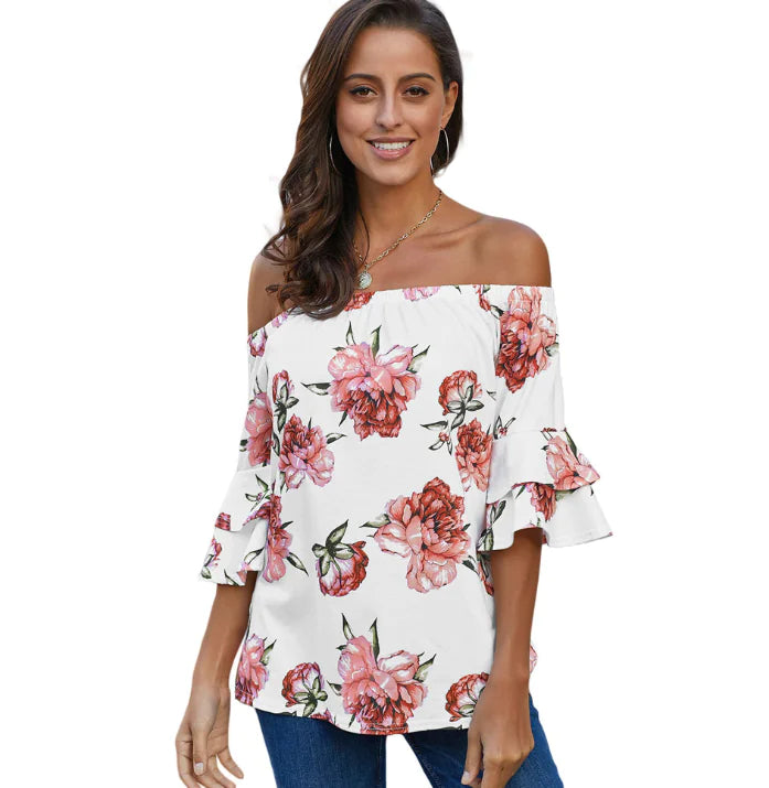 Women's Off-Shoulder Printed Women's Blouse