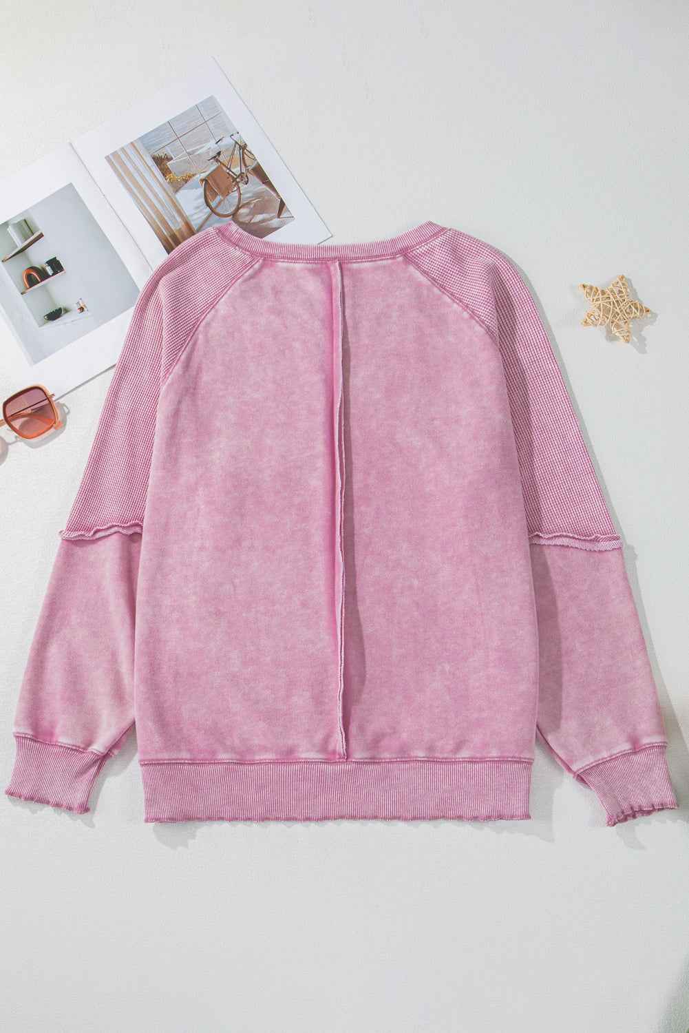 Jolie Waffle Exposed Seam Raglan Sweatshirt