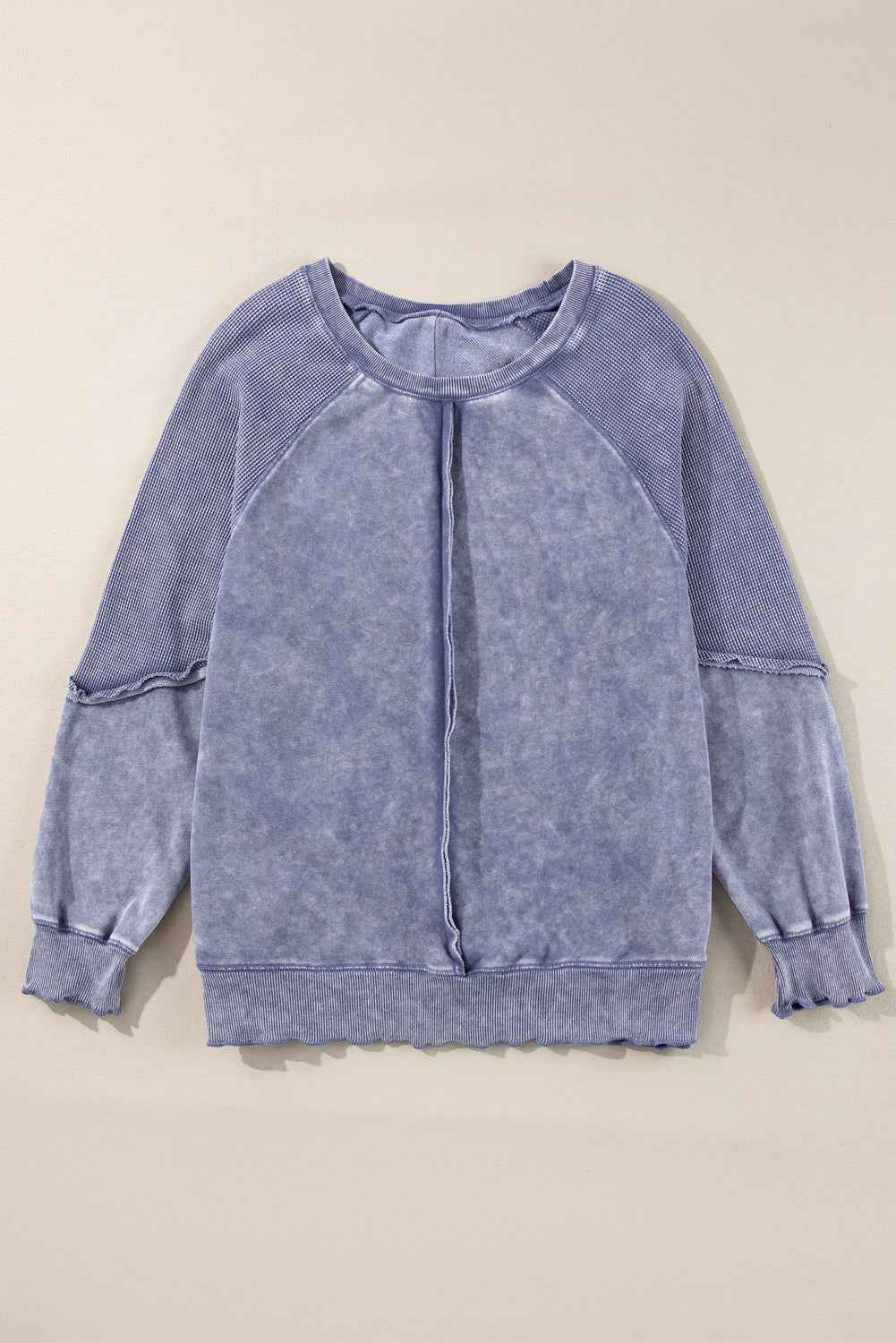Jolie Waffle Exposed Seam Raglan Sweatshirt