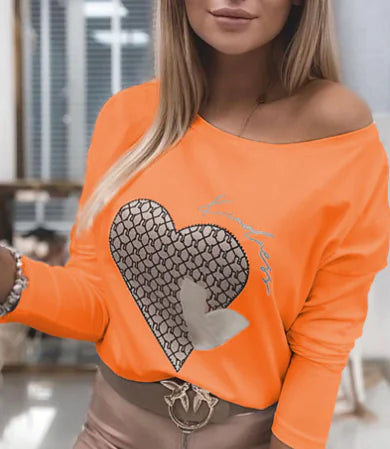 Spot Women's Off-the-Shoulder Long Sleeve Blouse