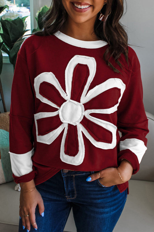 Red Flower Patch Women's Top