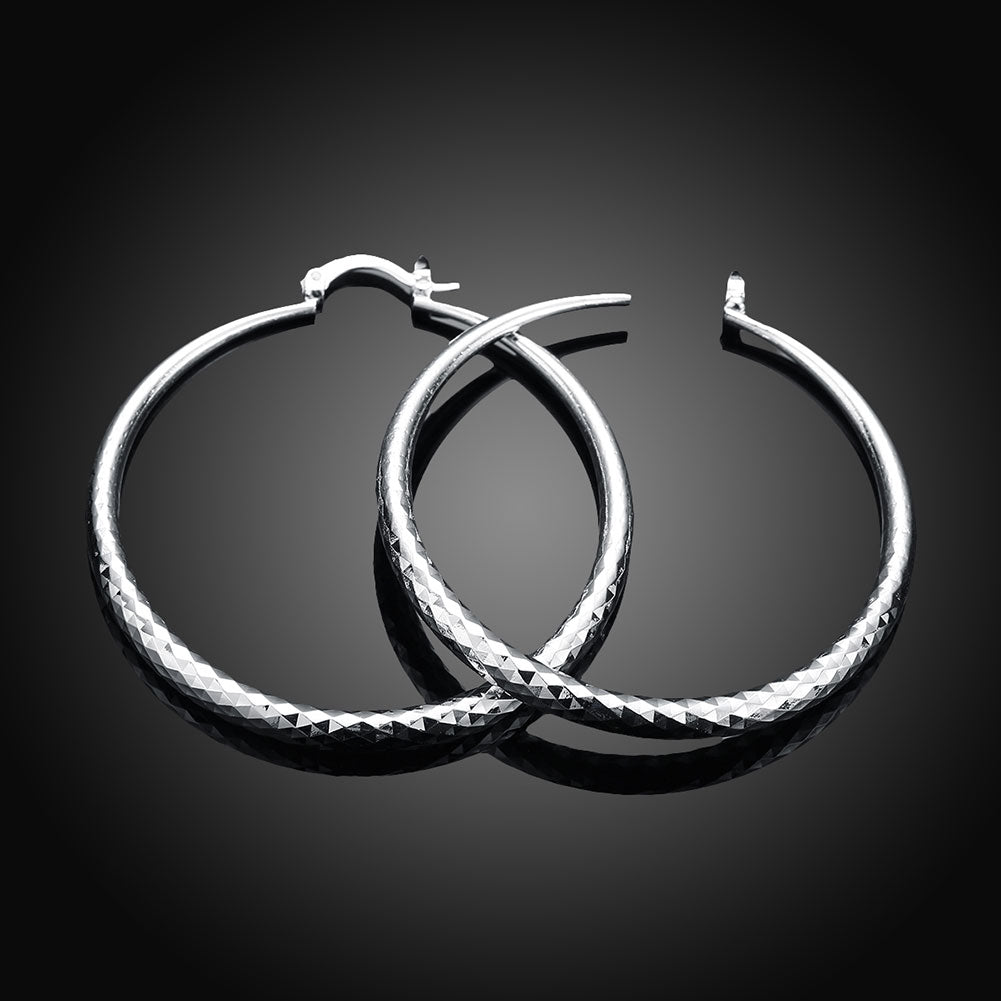 925 Sterling Silver Hoop Earrings 5CM Circle Hoops for Women - Fashion Jewelry for Weddings and Holidays