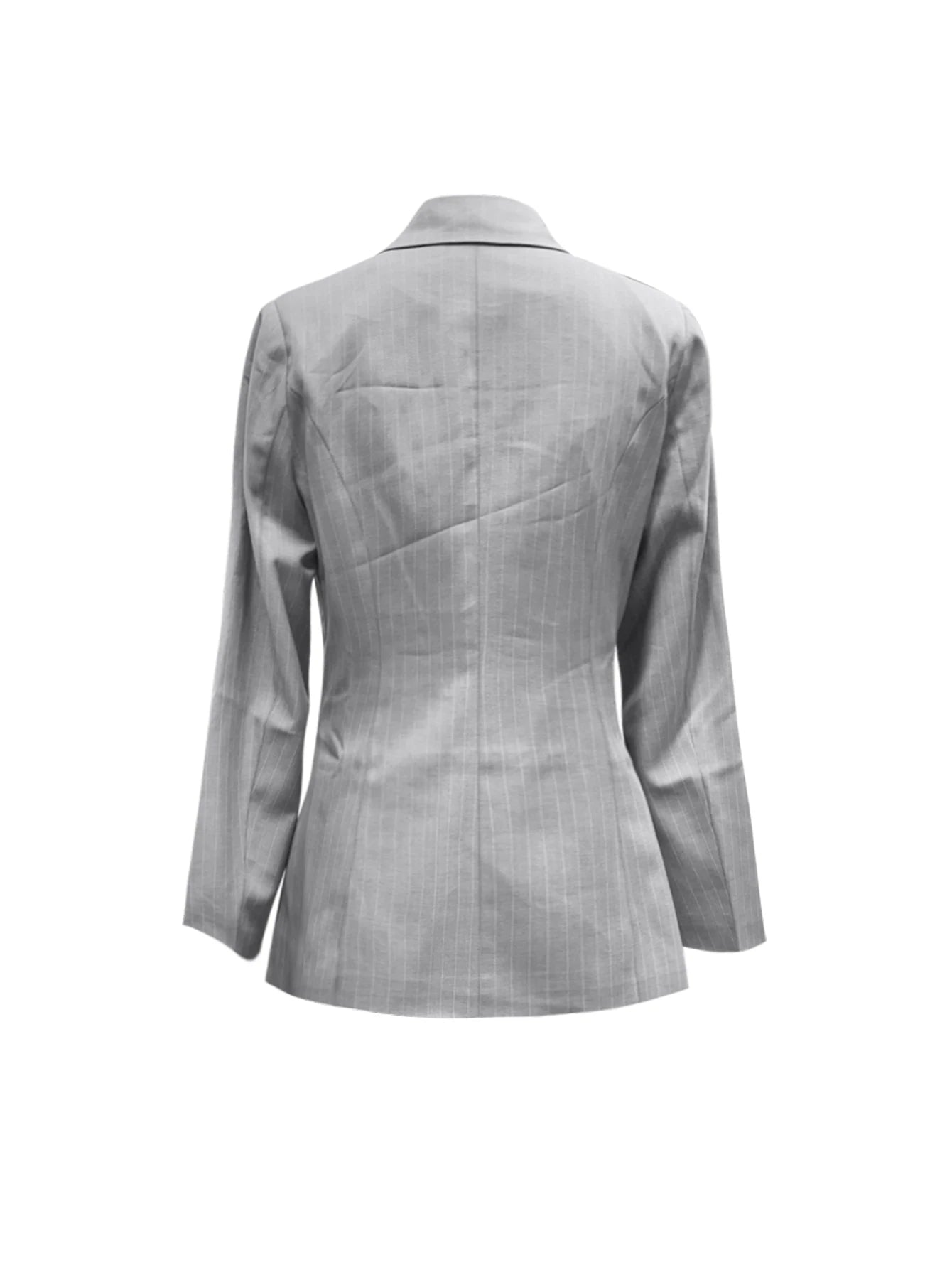 Gray Striped Two-Piece Suit - Peaked Lapel Blazer & Pants