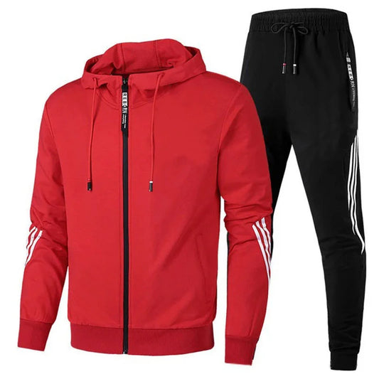 Men's Sports Activewear Set Hoodie Sweater and Pants with Zipper for Running Fitness