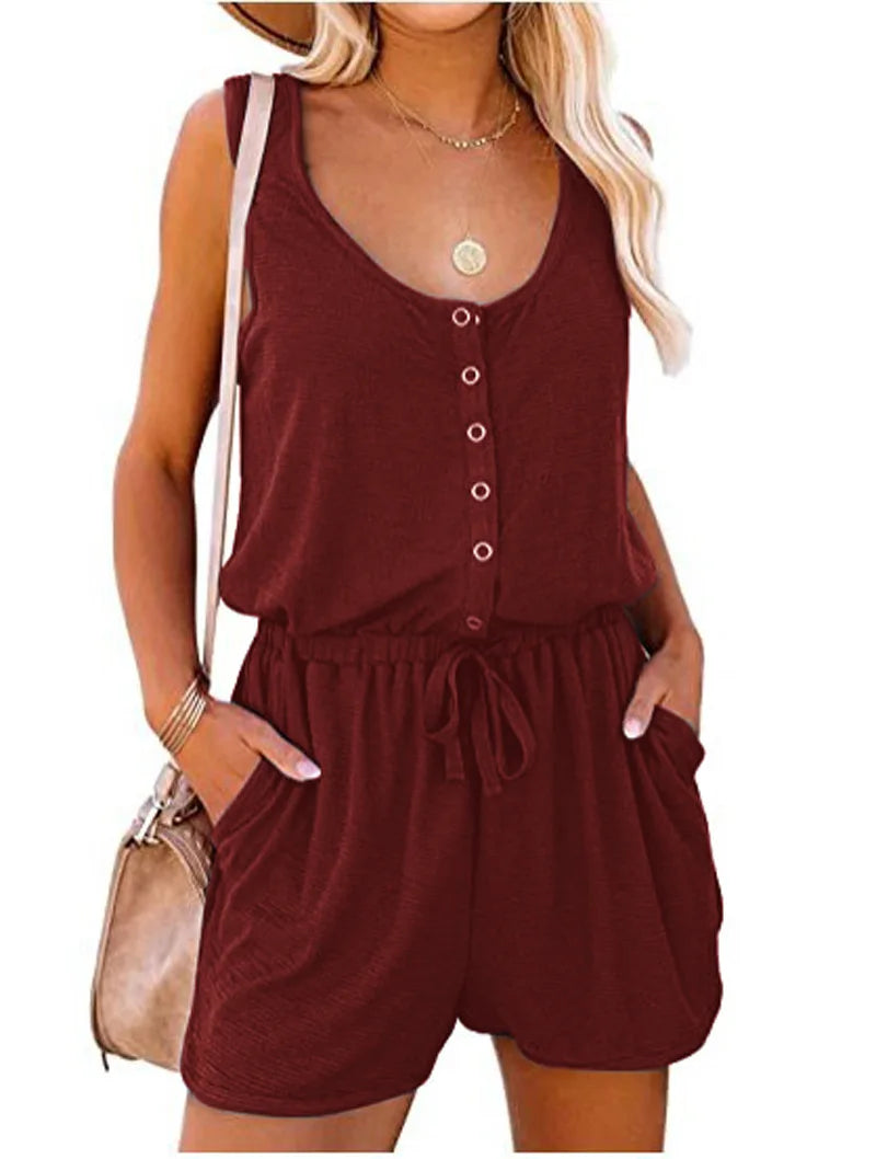 Lace-Up Sleeveless Wide Leg Jumpsuit