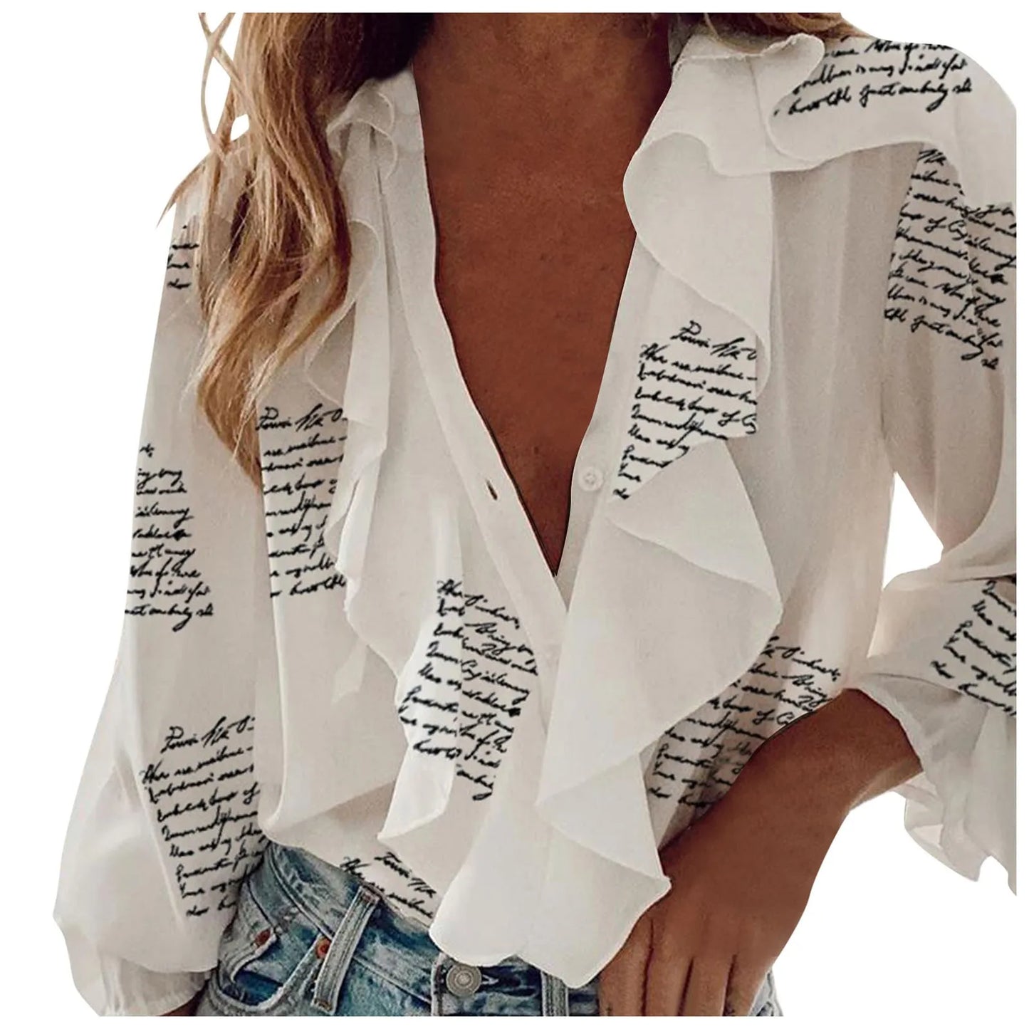 Elegant Ruffle V-Neck Blouse