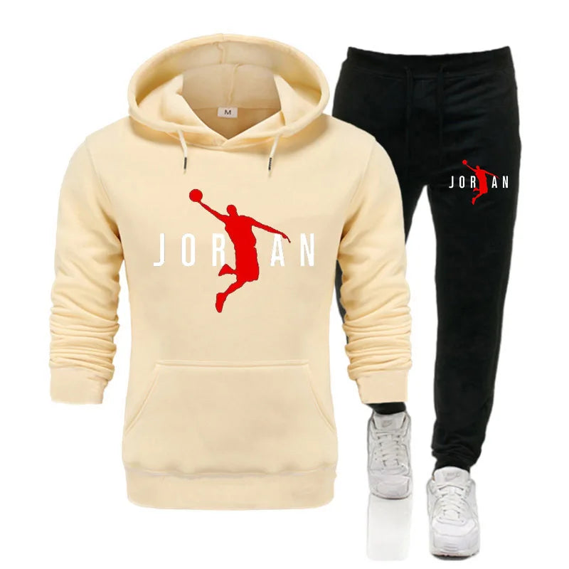 Men's Tracksuit Set Hoodie and Pants 2Pcs Leisure Suit Fashion Sweatsuit S-3XL