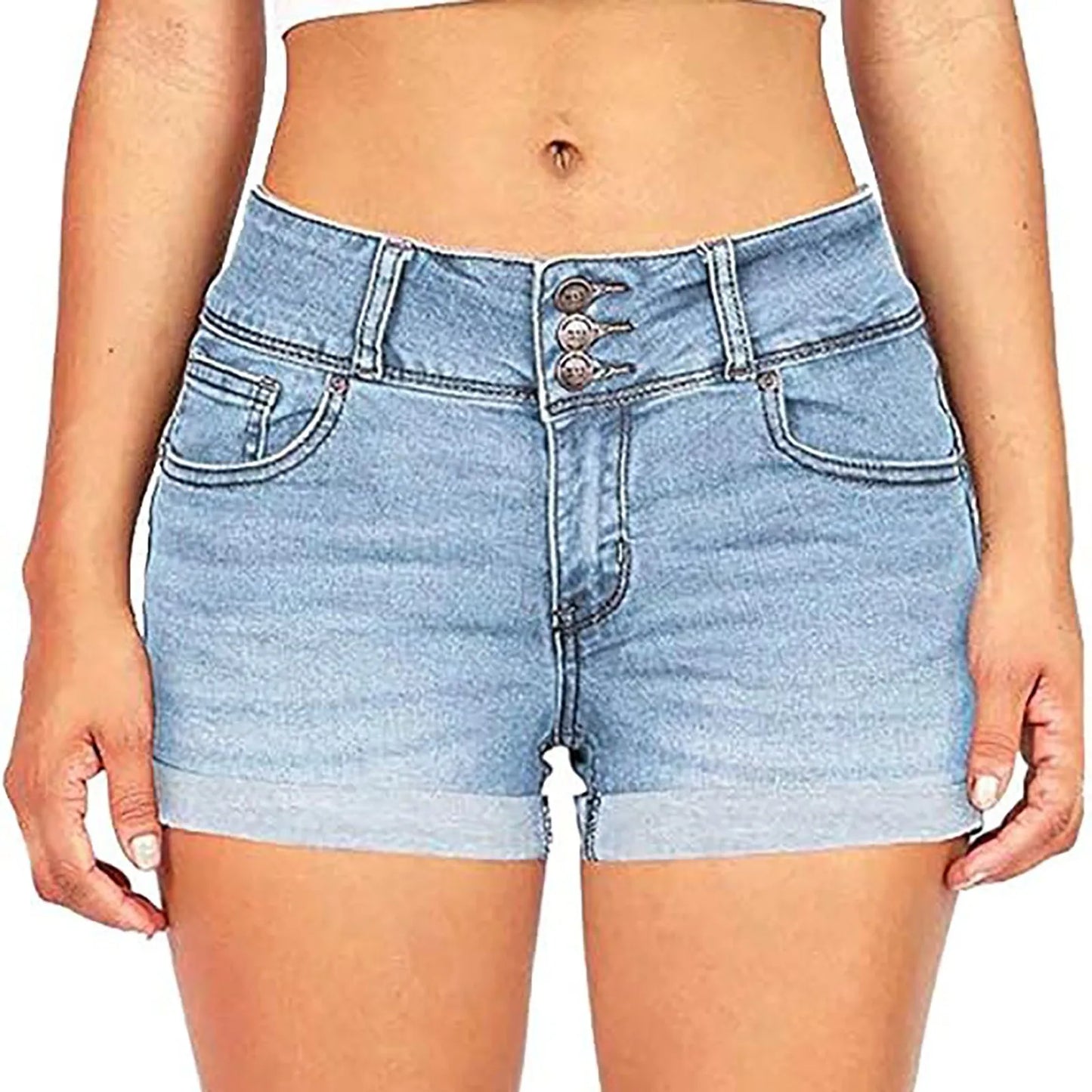 Washed Solid Low Waist Denim Mini Shorts