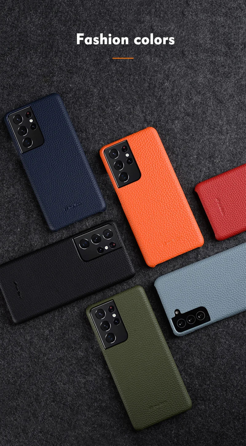 Premium Leather Phone Case for Samsung Galaxy S23 S22 Ultra 21 Plus 5G - Luxury Genuine Cowhide Business Cover - The Eggy's store